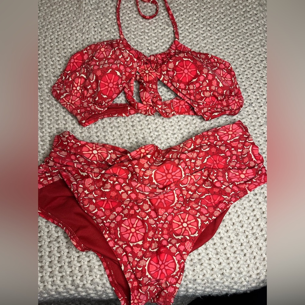RHODE x Target Pink Zinnia Floral Halter High Waist
Bikini Swimsuit women XL